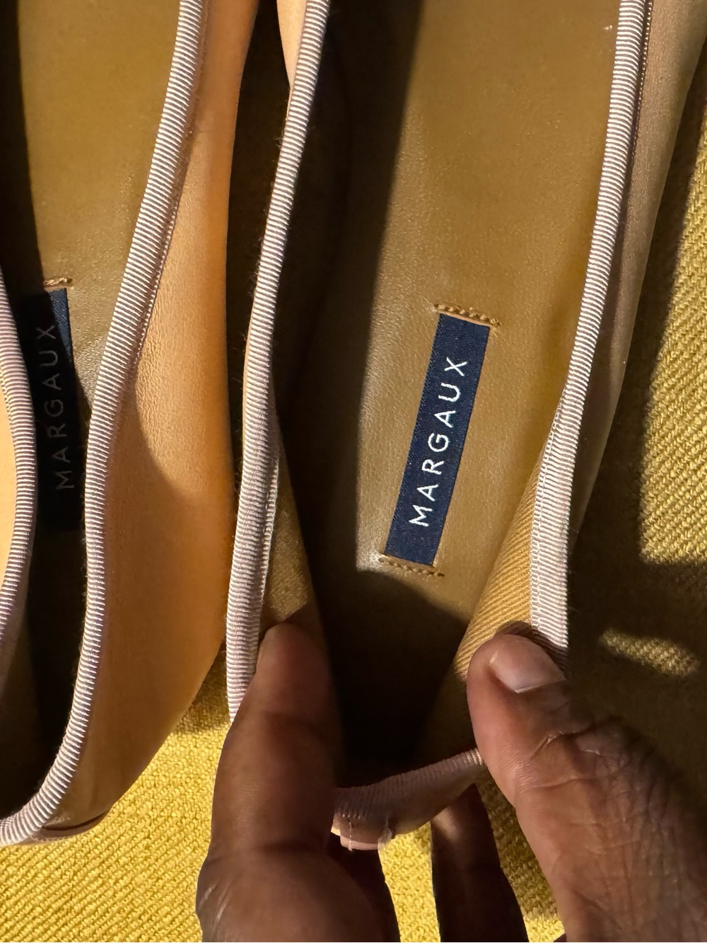 Margaux Yellow Ballet Flats with Cream Trim